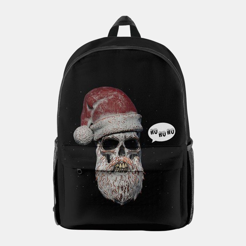 Femmes Noël Festif En Trois Dimensions Elk Père Noël Imprimer Casual Universal School Bag Sac À Dos