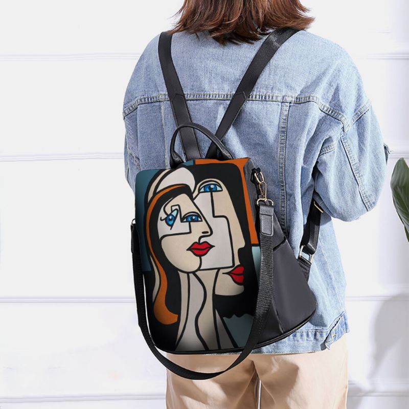 Femmes Nylon Dessin Animé Abstrait Bâton Figure Motif Grande Capacité Sacs À Bandoulière Sac À Dos