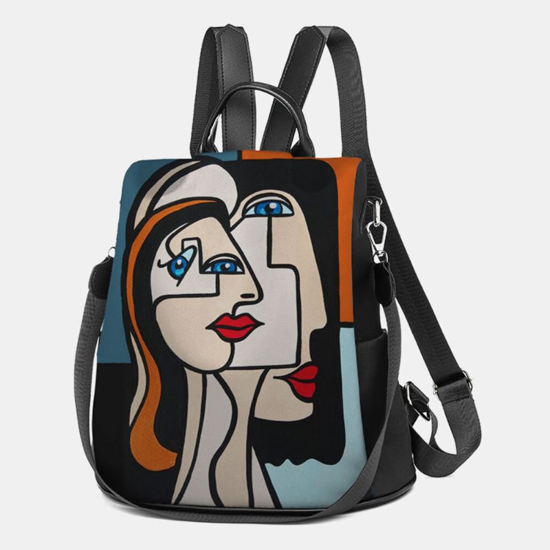 Femmes Nylon Dessin Animé Abstrait Bâton Figure Motif Grande Capacité Sacs À Bandoulière Sac À Dos