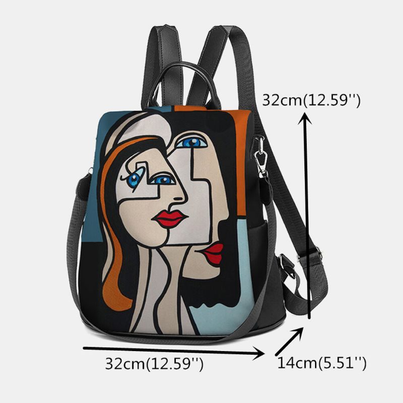 Femmes Nylon Dessin Animé Abstrait Bâton Figure Motif Grande Capacité Sacs À Bandoulière Sac À Dos