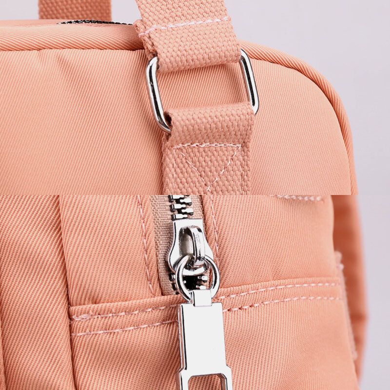 Femmes Nylon Lettre Broderie Motif Usb Charge Grande Capacité Sac À Dos Ordinateur Sac