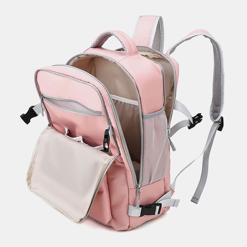 Femmes Nylon Multi-poches Chaussures Compartiment Sac À Dos Multifonction Grande Capacité Sac De Voyage