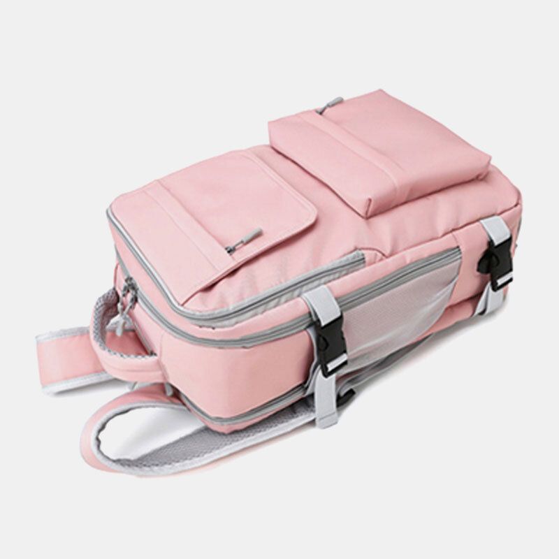 Femmes Nylon Multi-poches Chaussures Compartiment Sac À Dos Multifonction Grande Capacité Sac De Voyage