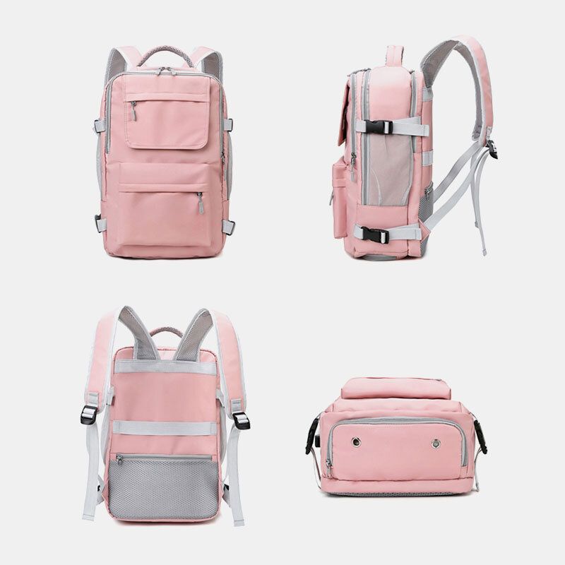 Femmes Nylon Multi-poches Chaussures Compartiment Sac À Dos Multifonction Grande Capacité Sac De Voyage