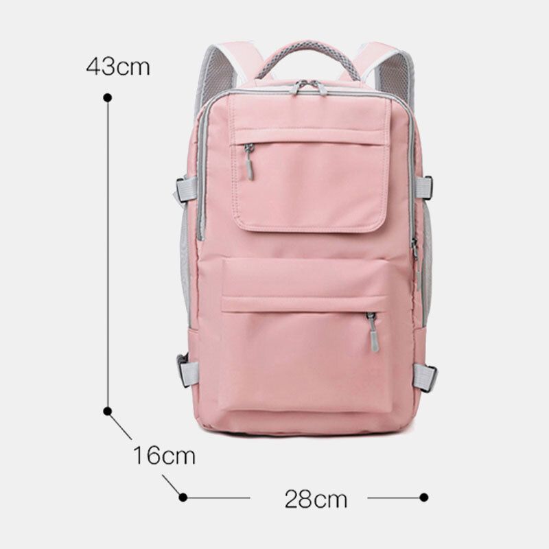 Femmes Nylon Multi-poches Chaussures Compartiment Sac À Dos Multifonction Grande Capacité Sac De Voyage