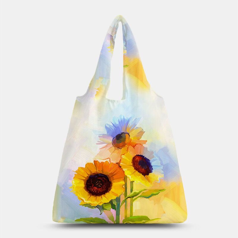 Femmes Nylon Tie Dye Tournesol Motif Imprimé Sac D'été Sac À Bandoulière Sac À Main Fourre-tout