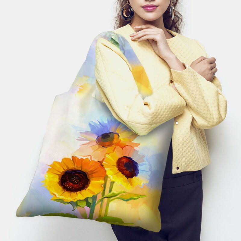 Femmes Nylon Tie Dye Tournesol Motif Imprimé Sac D'été Sac À Bandoulière Sac À Main Fourre-tout