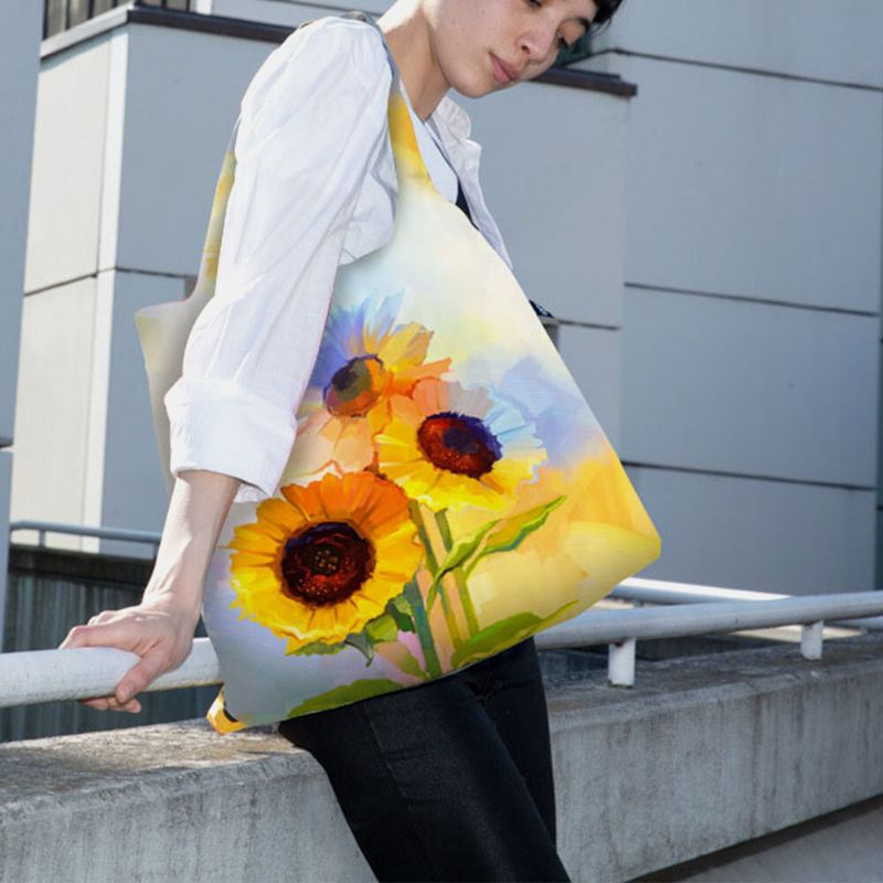 Femmes Nylon Tie Dye Tournesol Motif Imprimé Sac D'été Sac À Bandoulière Sac À Main Fourre-tout