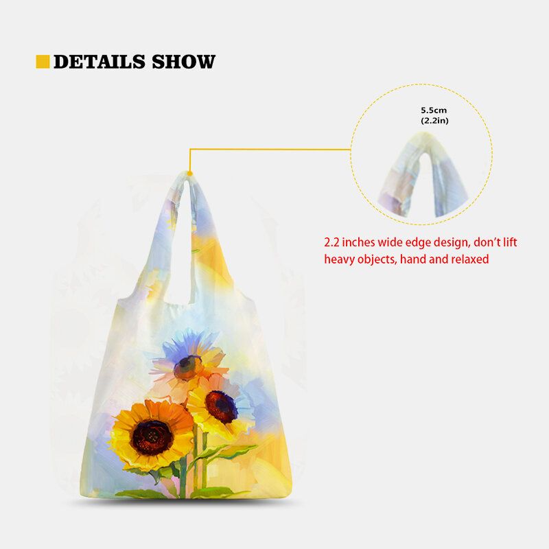 Femmes Nylon Tie Dye Tournesol Motif Imprimé Sac D'été Sac À Bandoulière Sac À Main Fourre-tout