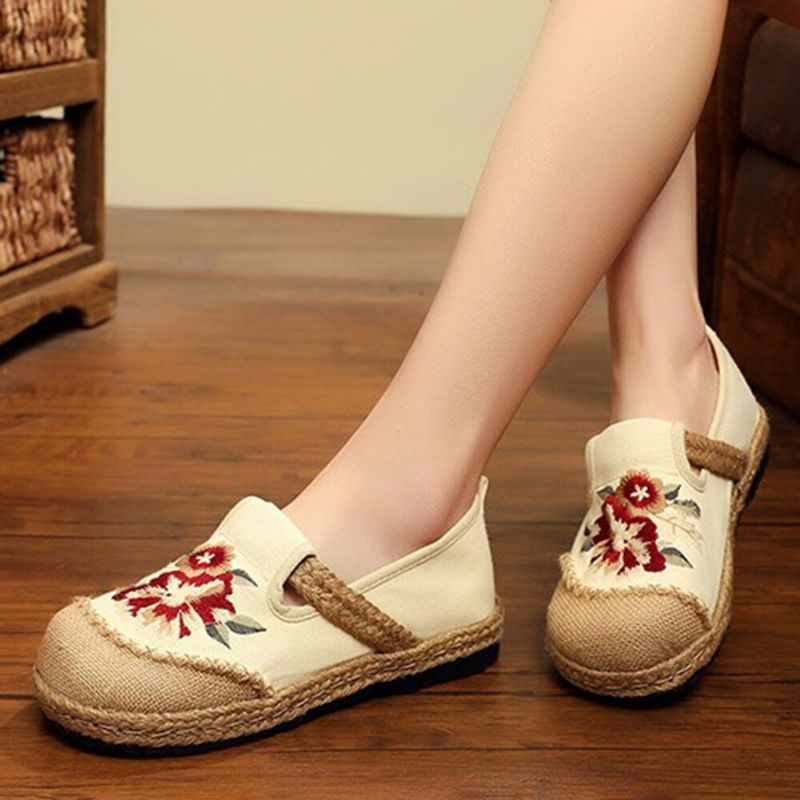 Femmes Old Peking Flowers Broderie Casual Espadrille Mocassins