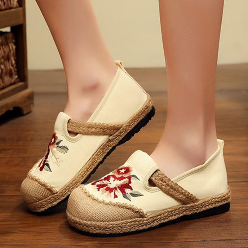 Femmes Old Peking Flowers Broderie Casual Espadrille Mocassins