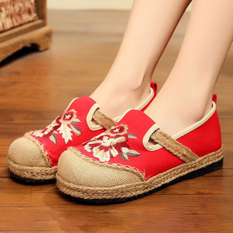 Femmes Old Peking Flowers Broderie Casual Espadrille Mocassins