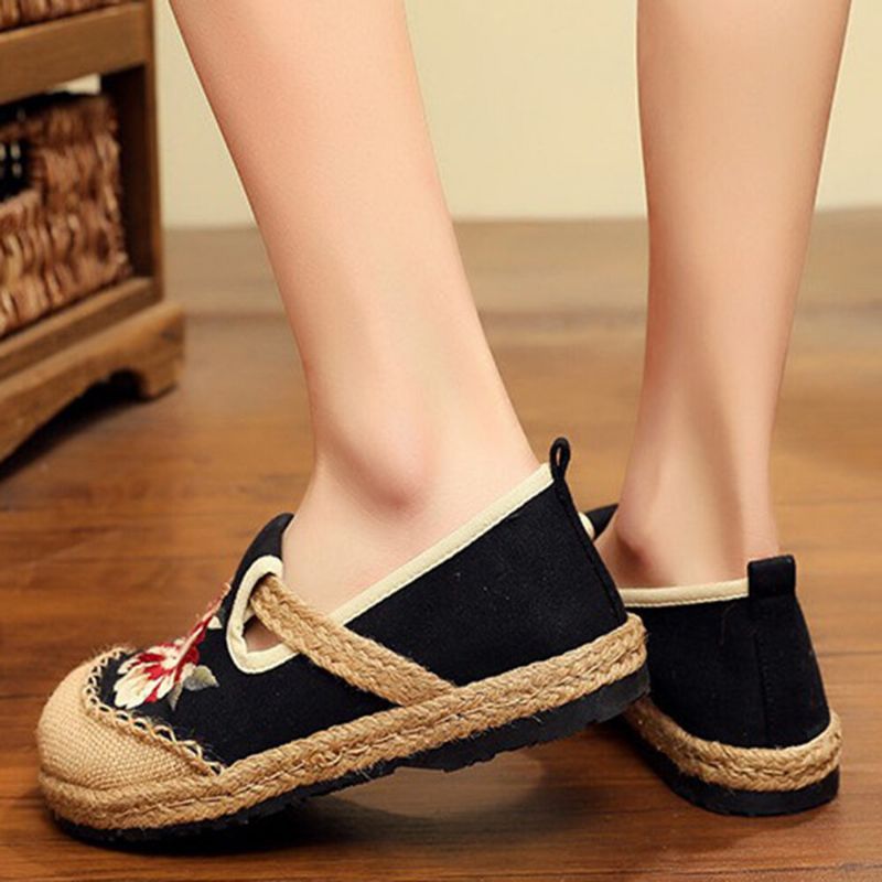 Femmes Old Peking Flowers Broderie Casual Espadrille Mocassins