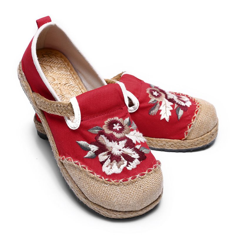 Femmes Old Peking Flowers Broderie Casual Espadrille Mocassins