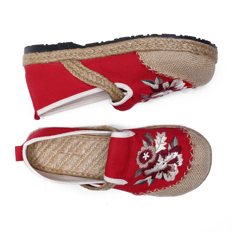 Femmes Old Peking Flowers Broderie Casual Espadrille Mocassins