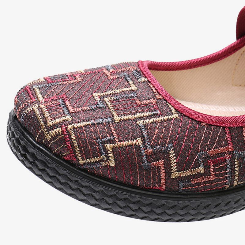 Femmes Old Peking Tissu Élastique Slip On Mocassins Résistants