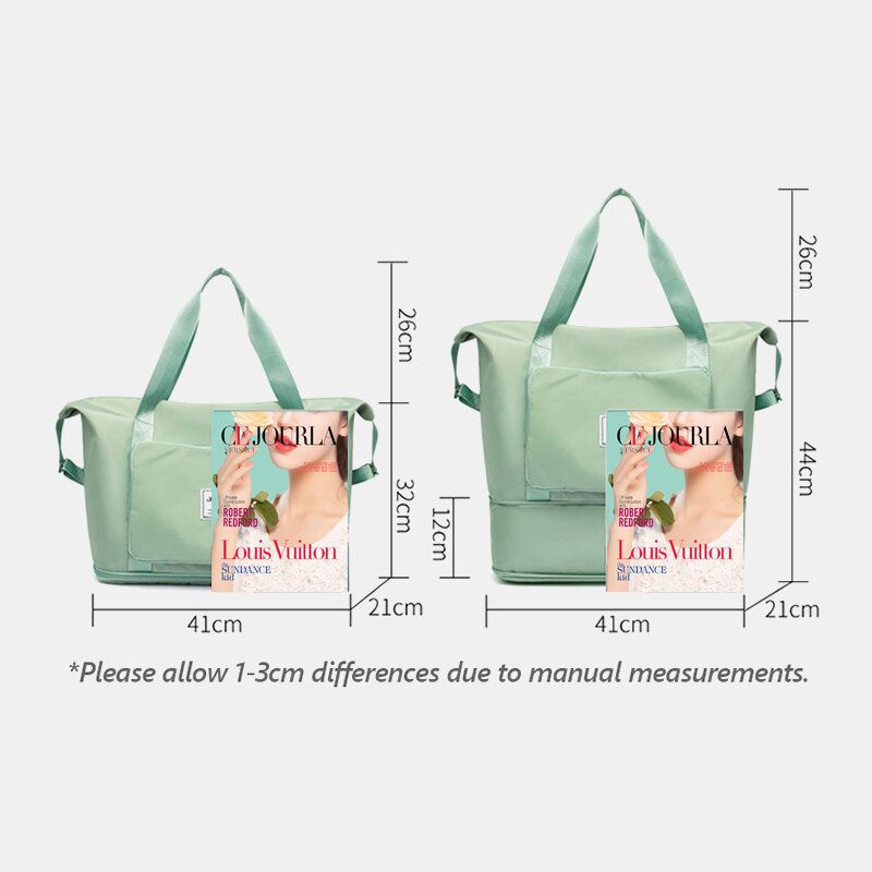 Femmes Oxford Dry Wet Séparation Gym Sac Évolutif Pliable Conception Sac À Bandoulière Grande Capacité Sangle Fixe Étanche Portable Sac De Voyage