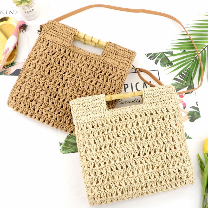 Femmes Paille Élégant Vacances Sac À Bandoulière Convertible Sangle Casual Plage Doux Sac À Main