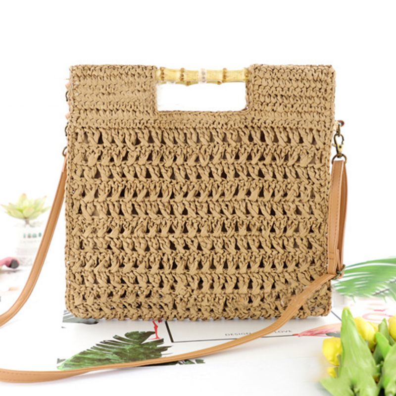 Femmes Paille Élégant Vacances Sac À Bandoulière Convertible Sangle Casual Plage Doux Sac À Main