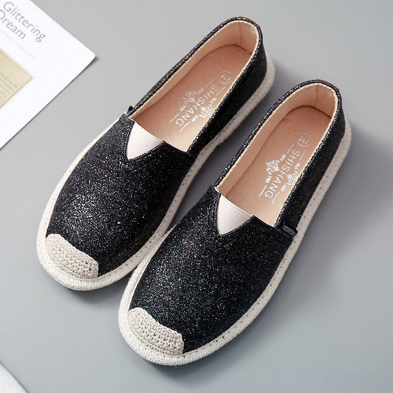 Femmes Paillettes Décor Élastique Bande Doux Confortable Casual Pêcheur Appartements Chaussures