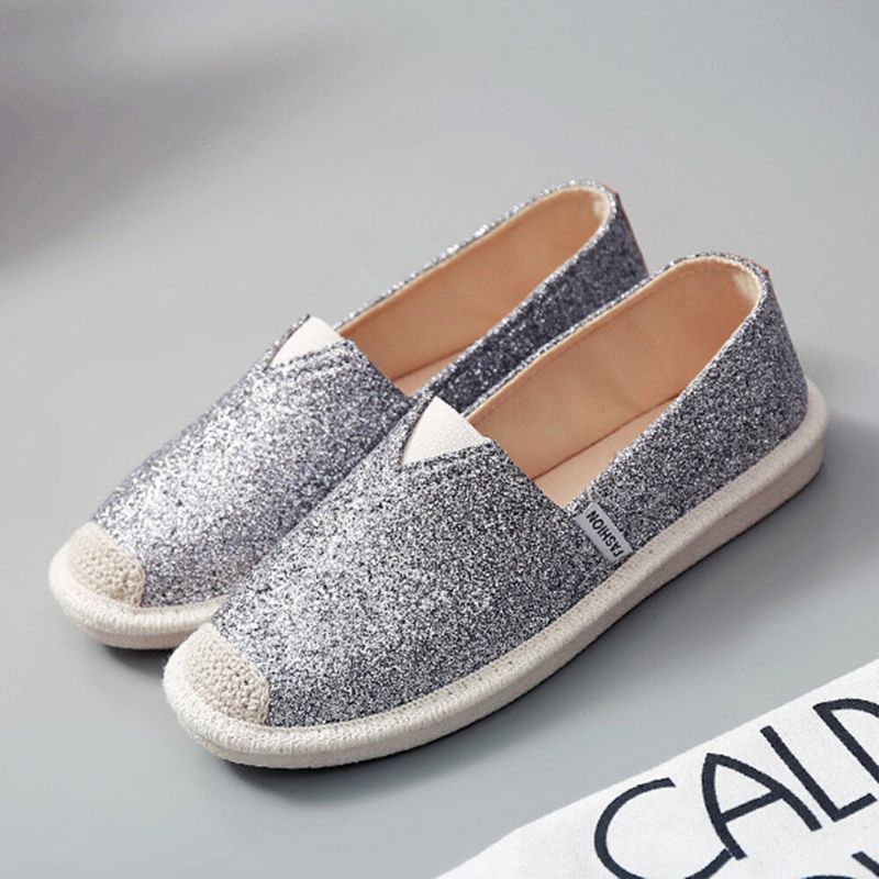 Femmes Paillettes Décor Élastique Bande Doux Confortable Casual Pêcheur Appartements Chaussures