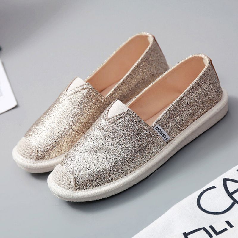 Femmes Paillettes Décor Élastique Bande Doux Confortable Casual Pêcheur Appartements Chaussures