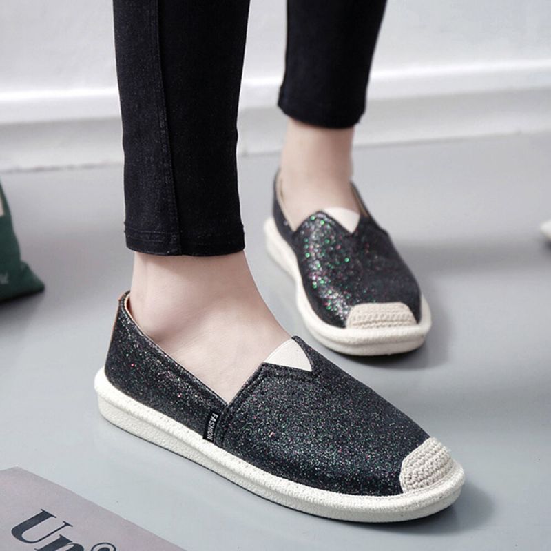 Femmes Paillettes Décor Élastique Bande Doux Confortable Casual Pêcheur Appartements Chaussures