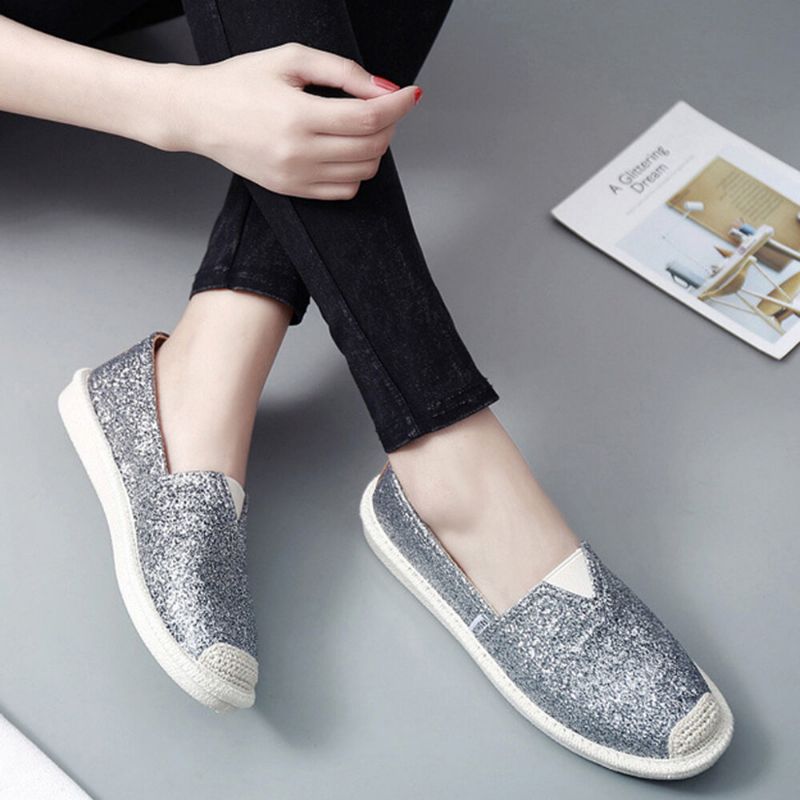 Femmes Paillettes Décor Élastique Bande Doux Confortable Casual Pêcheur Appartements Chaussures