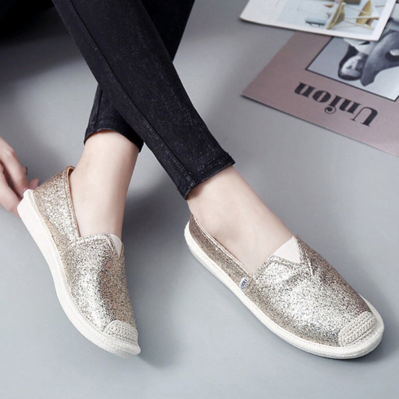 Femmes Paillettes Décor Élastique Bande Doux Confortable Casual Pêcheur Appartements Chaussures