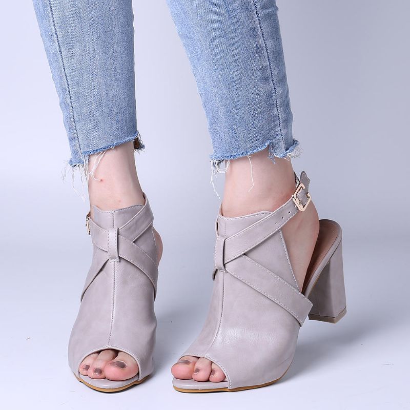 Femmes Peep Toe Slingback Buckle Escarpins À Talons Hauts