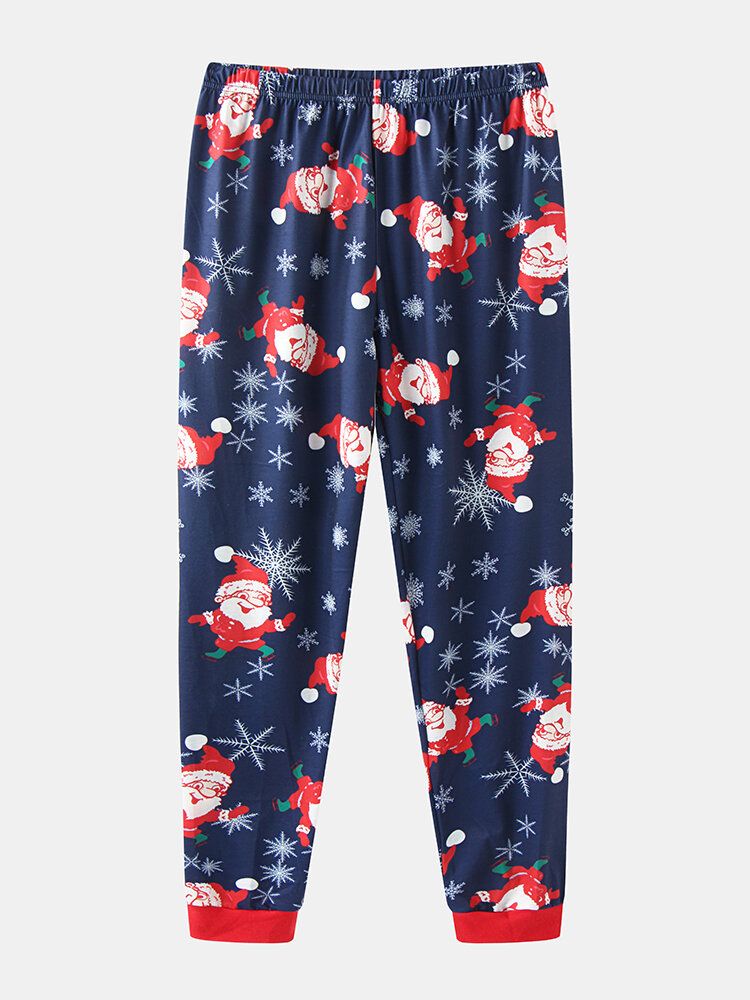 Femmes Père Noël Imprimé Manches Longues Pull Lâche Taille Élastique Pantalon De Noël Pyjama Ensemble