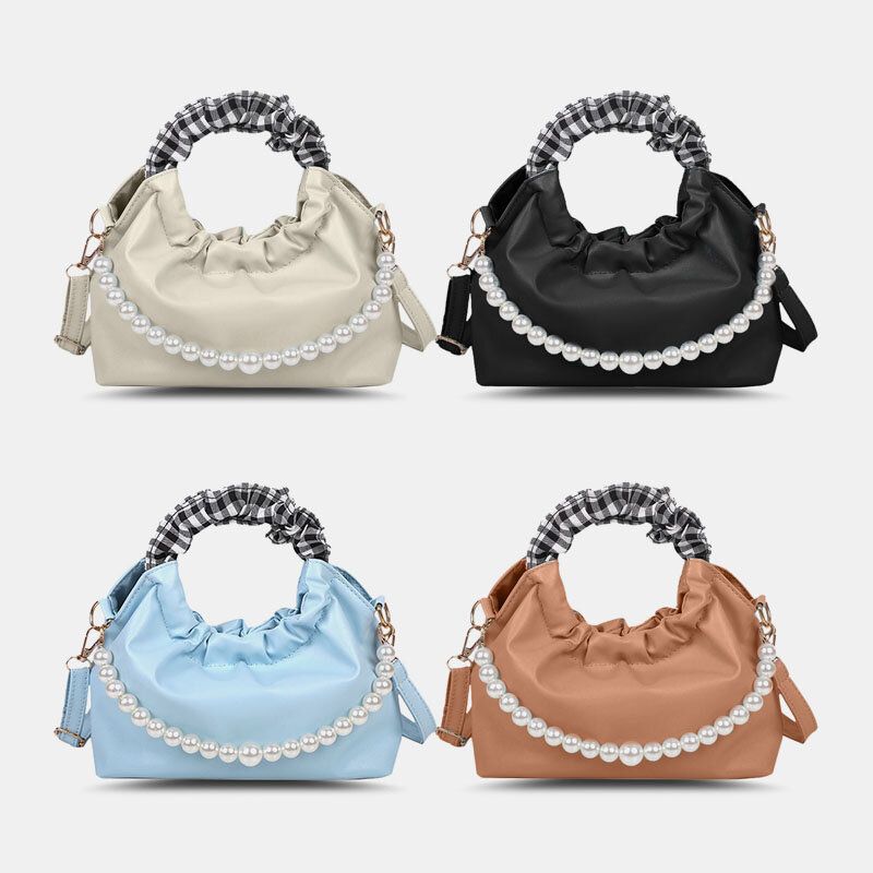 Femmes Perles Chaîne Plissée Poche Design Sac À Main Bandoulière Détachable Sous Les Bras Sac Sac À Bandoulière Sac À Bandoulière