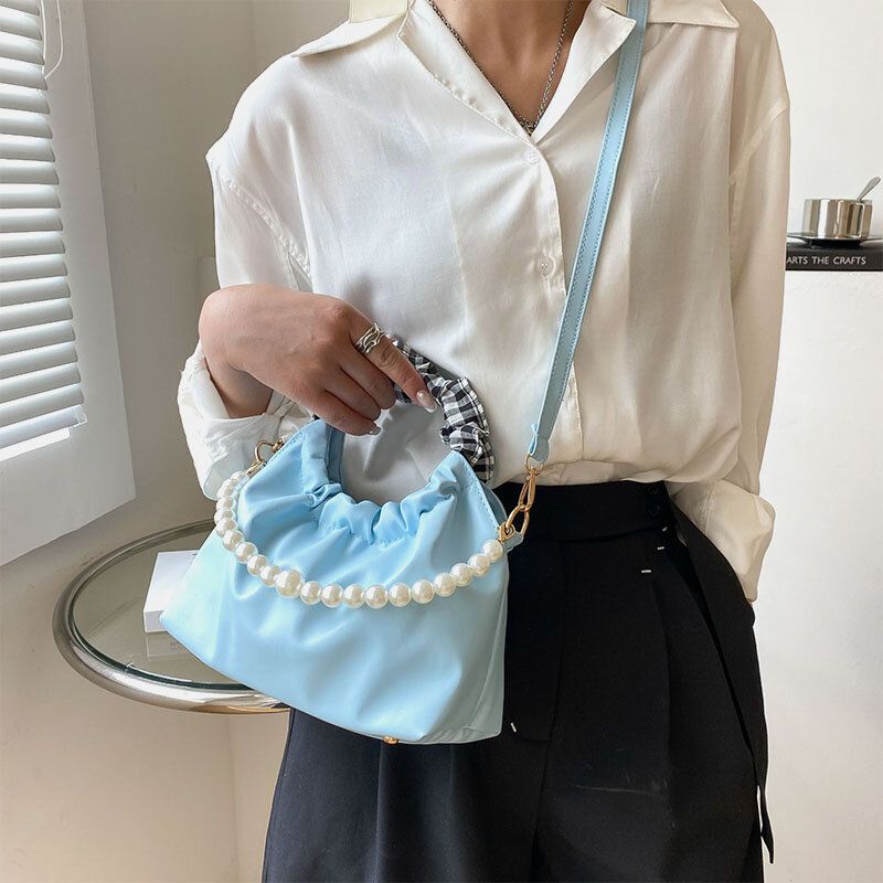 Femmes Perles Chaîne Plissée Poche Design Sac À Main Bandoulière Détachable Sous Les Bras Sac Sac À Bandoulière Sac À Bandoulière