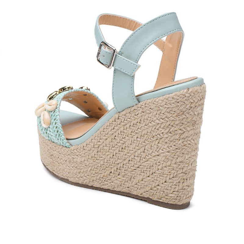 Femmes Perles Espadrille Boucle Plateforme Sandales