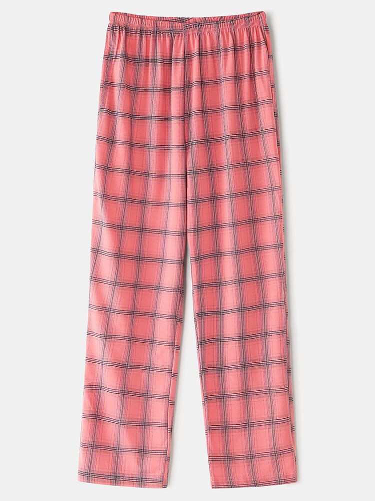 Femmes Plaid Imprimé Revere Col Poitrine Poche Chemise Taille Élastique Pantalon Deux Pièces Pyjama Ensemble