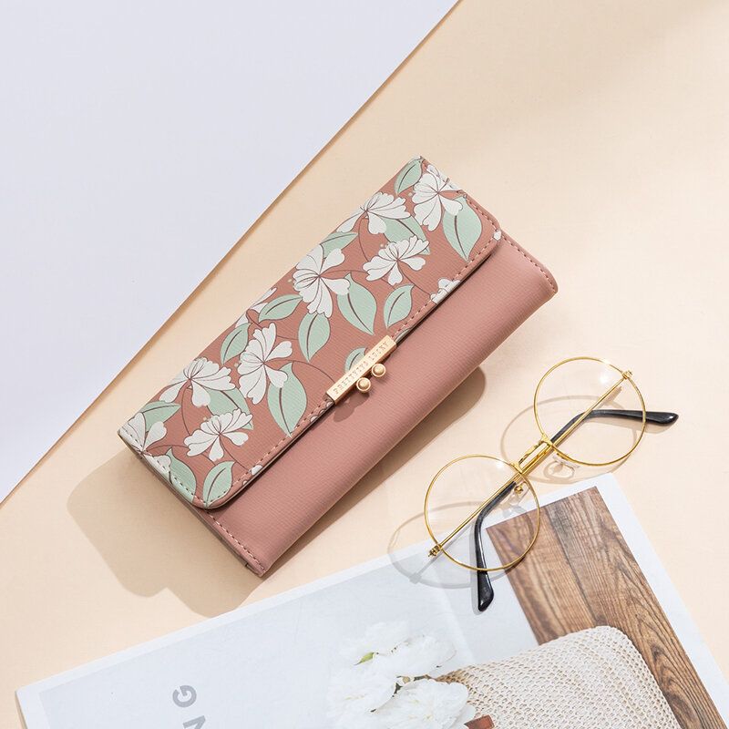 Femmes Plantes 9 Emplacements Pour Cartes Floral Trifold Wallet Purse