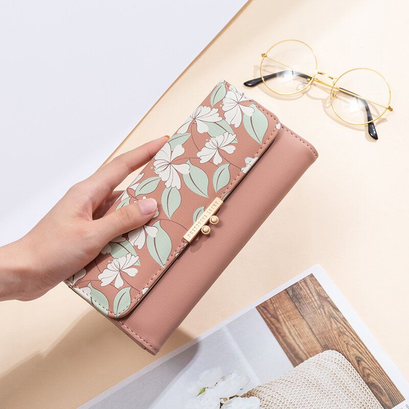 Femmes Plantes 9 Emplacements Pour Cartes Floral Trifold Wallet Purse