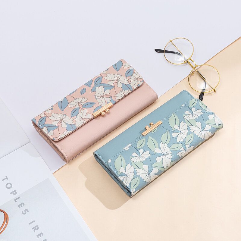 Femmes Plantes 9 Emplacements Pour Cartes Floral Trifold Wallet Purse