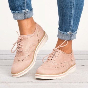 Femmes Plus Size Brogue Lace Up Soft Lace Up Casual Oxford Mocassins