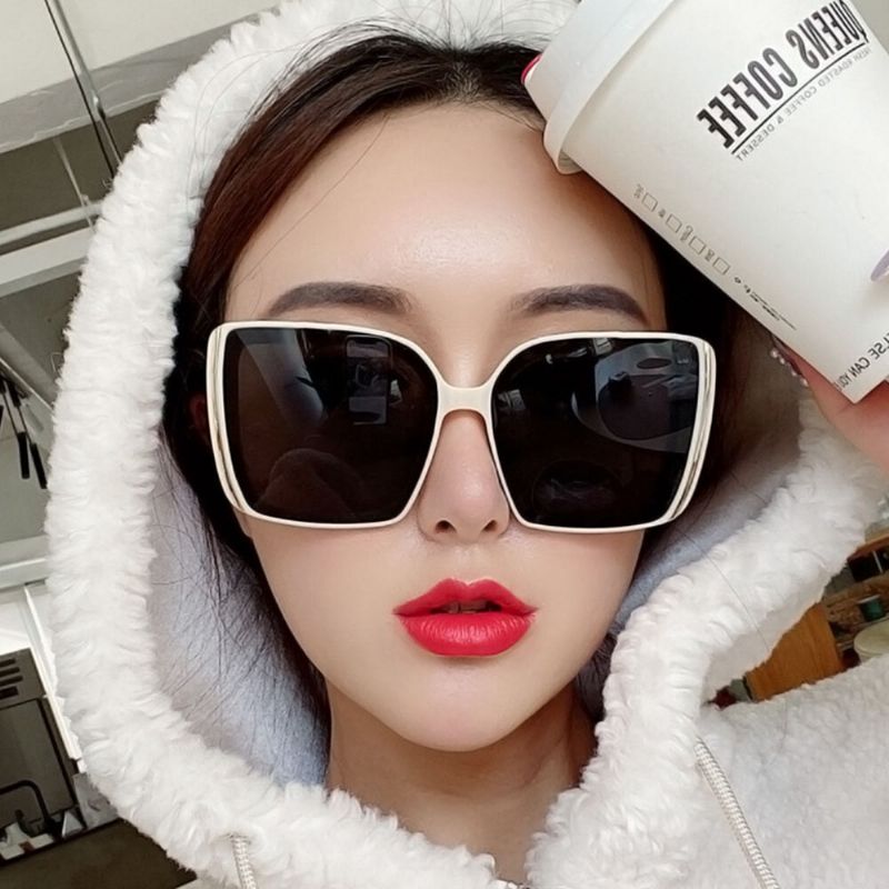 Femmes Plus Size Frame Fashion Trend Thin Face Square Shape Uv Protection Sunglasses