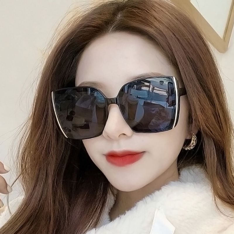 Femmes Plus Size Frame Fashion Trend Thin Face Square Shape Uv Protection Sunglasses