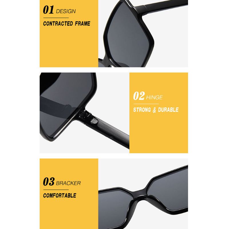 Femmes Plus Size Frame Square Shape Fashion Trend Retro Uv Protection Sunglasses