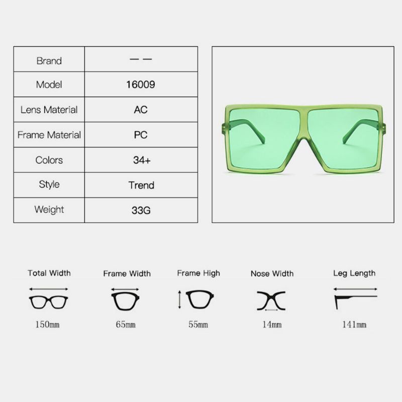 Femmes Plus Size Frame Square Shape Multi-color Fashion Personality Uv Protection Lunettes De Soleil