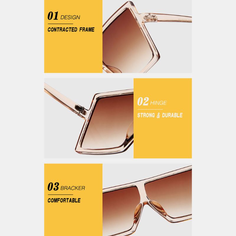 Femmes Plus Size Frame Square Shape Multi-color Fashion Personality Uv Protection Lunettes De Soleil