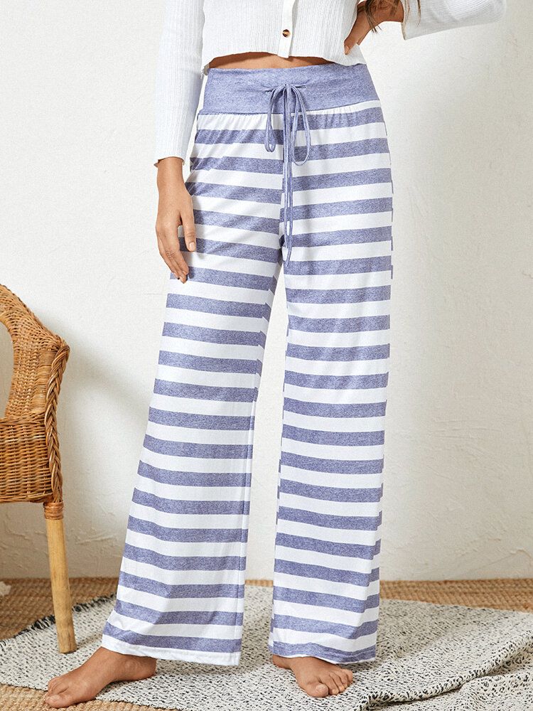 Femmes Plus La Taille Rayé Bref Style Cordon Taille Lâche Quotidien Maison Pyjama Pantalon