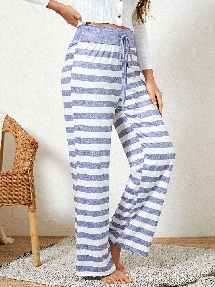 Femmes Plus La Taille Rayé Bref Style Cordon Taille Lâche Quotidien Maison Pyjama Pantalon