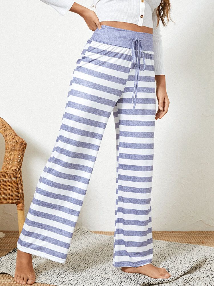 Femmes Plus La Taille Rayé Bref Style Cordon Taille Lâche Quotidien Maison Pyjama Pantalon