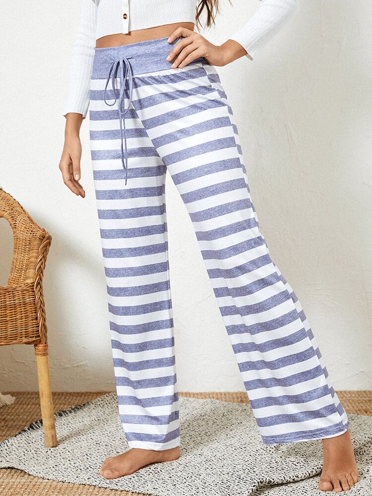 Femmes Plus La Taille Rayé Bref Style Cordon Taille Lâche Quotidien Maison Pyjama Pantalon