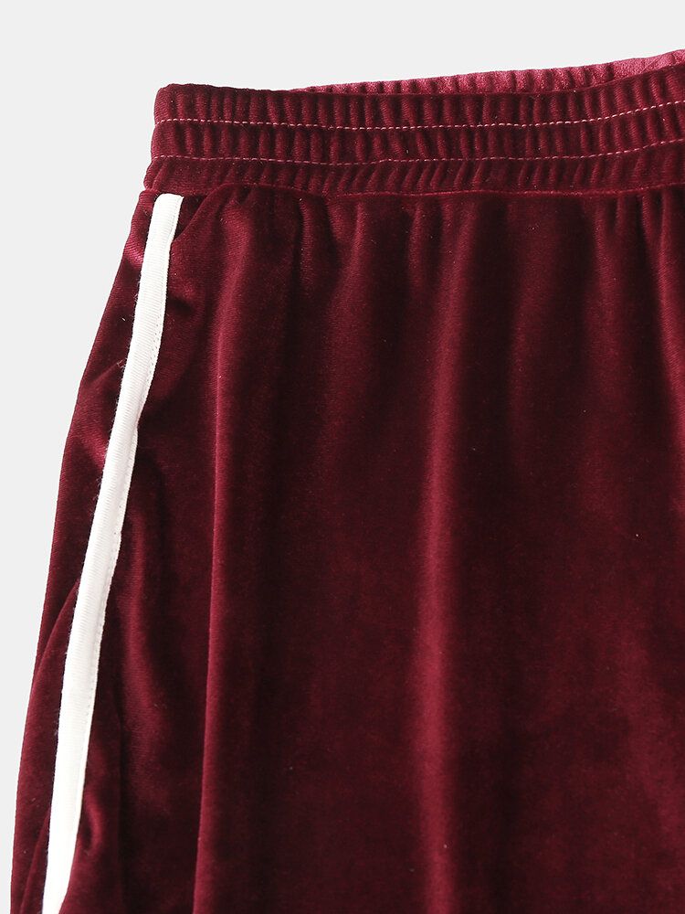 Femmes Plus La Taille Solide Velours Poche Kangourou À Capuche Short Lâche Maison Casual Pyjama Ensemble