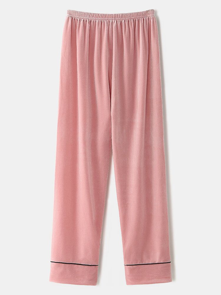 Femmes Plus La Taille Velours Bouton Revers Lâche Pantalon Droit Homewear Lounge Solide Pyjama Ensemble